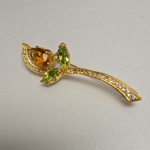 Nolan Miller Gold and Yellow Floral Brooch